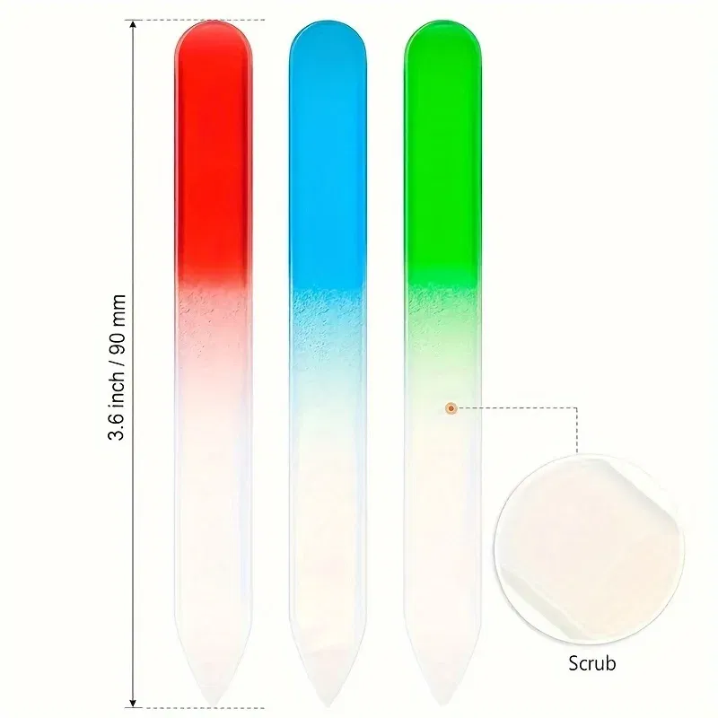 24pcs Premium Gradient Rainbow Czech Crystal Glass Nail Files Set - High-Quality Buffing and Shaping Tools for Salon-Quality