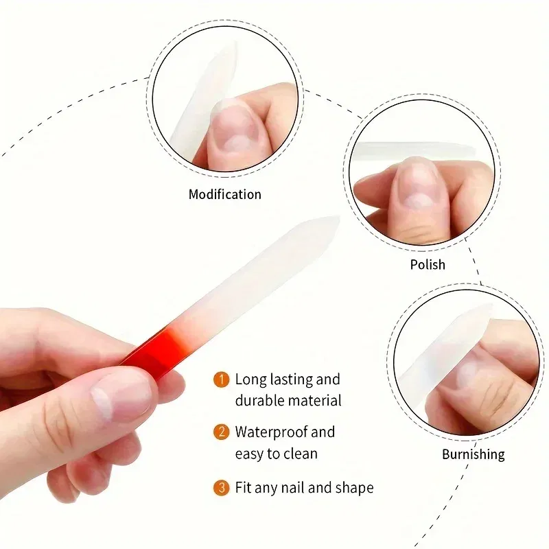 24pcs Premium Gradient Rainbow Czech Crystal Glass Nail Files Set - High-Quality Buffing and Shaping Tools for Salon-Quality