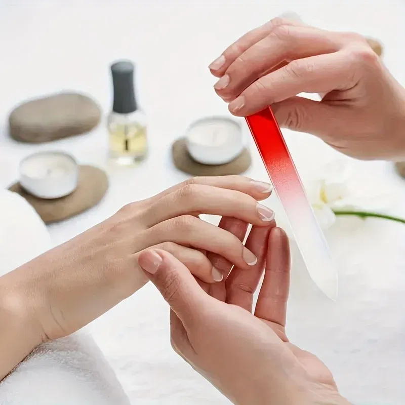 24pcs Premium Gradient Rainbow Czech Crystal Glass Nail Files Set - High-Quality Buffing and Shaping Tools for Salon-Quality