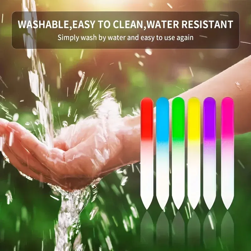 24pcs Premium Gradient Rainbow Czech Crystal Glass Nail Files Set - High-Quality Buffing and Shaping Tools for Salon-Quality