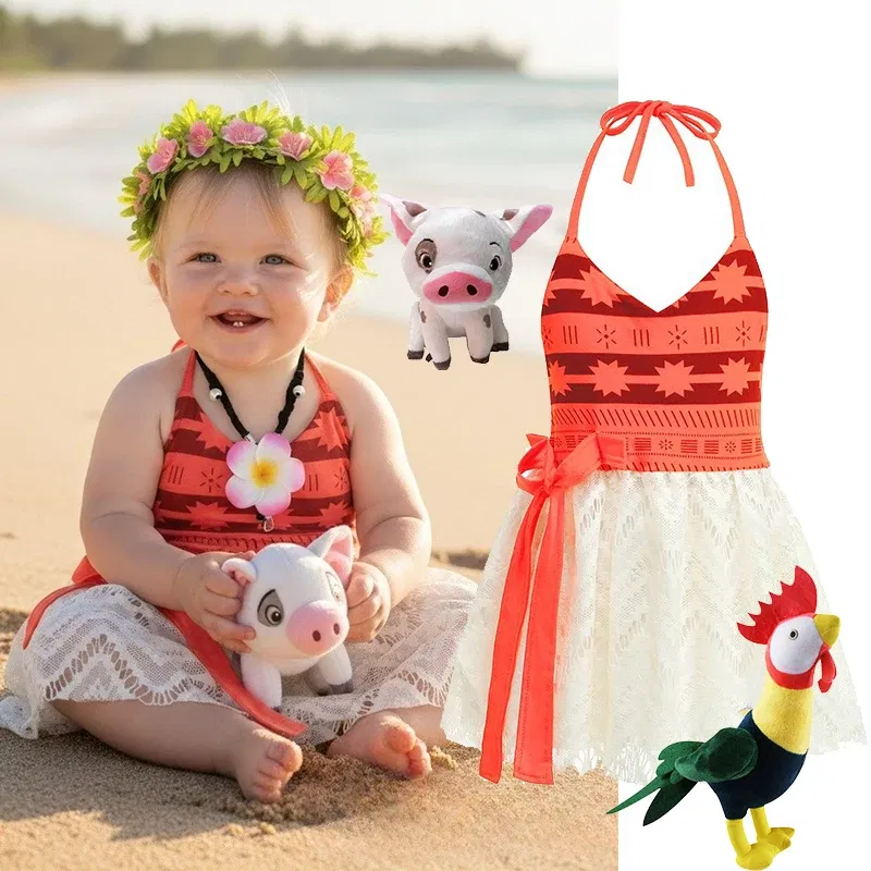 Color: Ivory, Kid Size: 11 - Little Girls Cospaly DISNEY Moana Kids Two Pcs Set Top +Pants Infant Vaiana Role Play Festival Princess Costume Casual Clothes