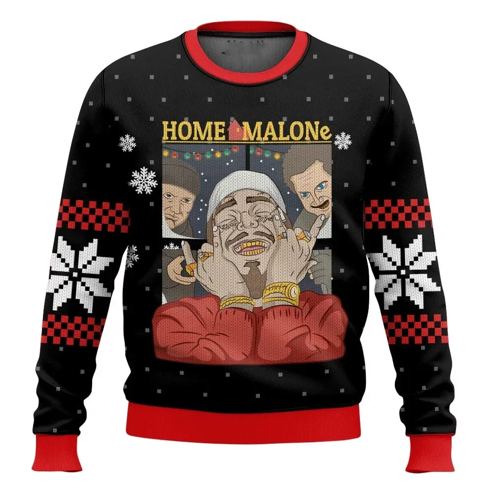 Color: Red, Size: XXL, Ships From: CHINA - Merry Christmas alone at home Ugly Christmas sweater cartoon animation Men's pullover 2026 fashionable couple shirts Sweatshirt
