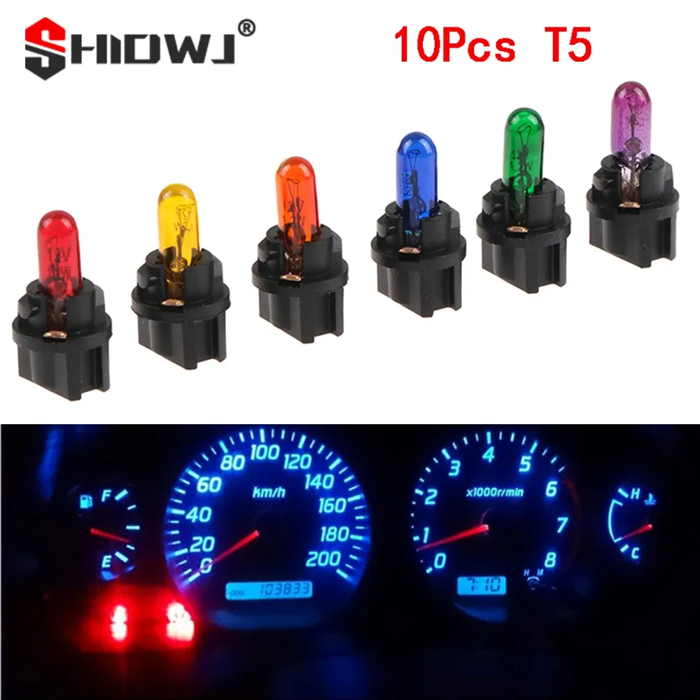 Emitting Color: Yellow - 10Pcs T5 SMD LED Car Light Automobiles Light-emitting Diode Instrument Gauge Dashboard Light Bulbs Auto Interior Indicator Lamp