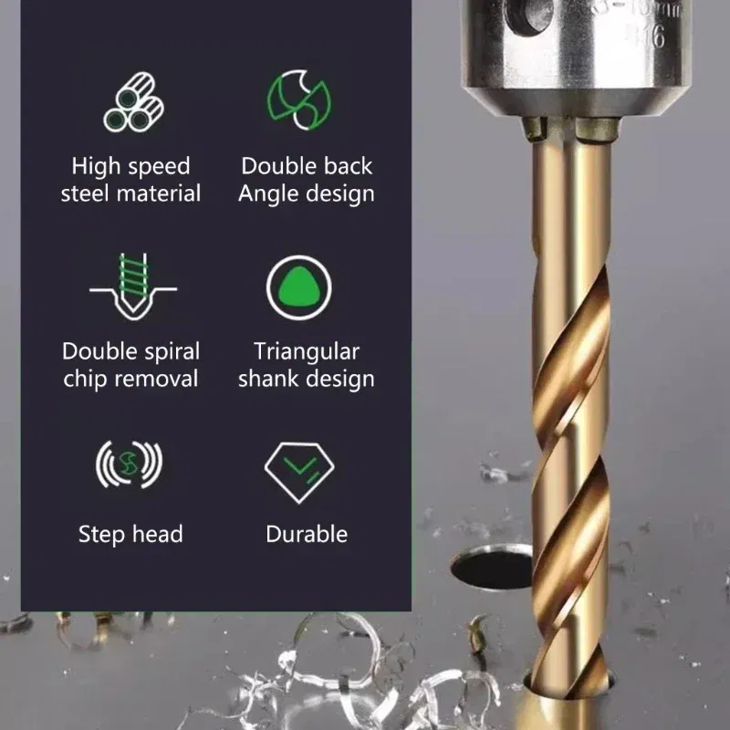 Color: Gold, Hole Diameter: 8mm, Shank Shape: Round - Drill Bit Set Twist Drill Bit Straight HSS Drill Bit for Drilling Hard Metal Stainless Steel Cast Iron