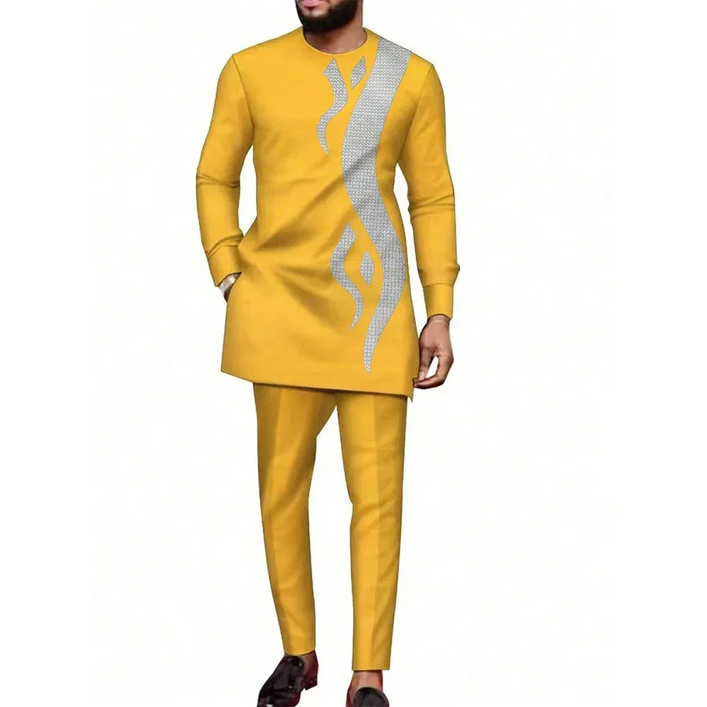 Color: black, Size: XXXL - 2024 New African Traditional Men's Set Elegant and Fashionable Men's Suit Casual Embroidery Two Piece Set Men's Suit Kaftan