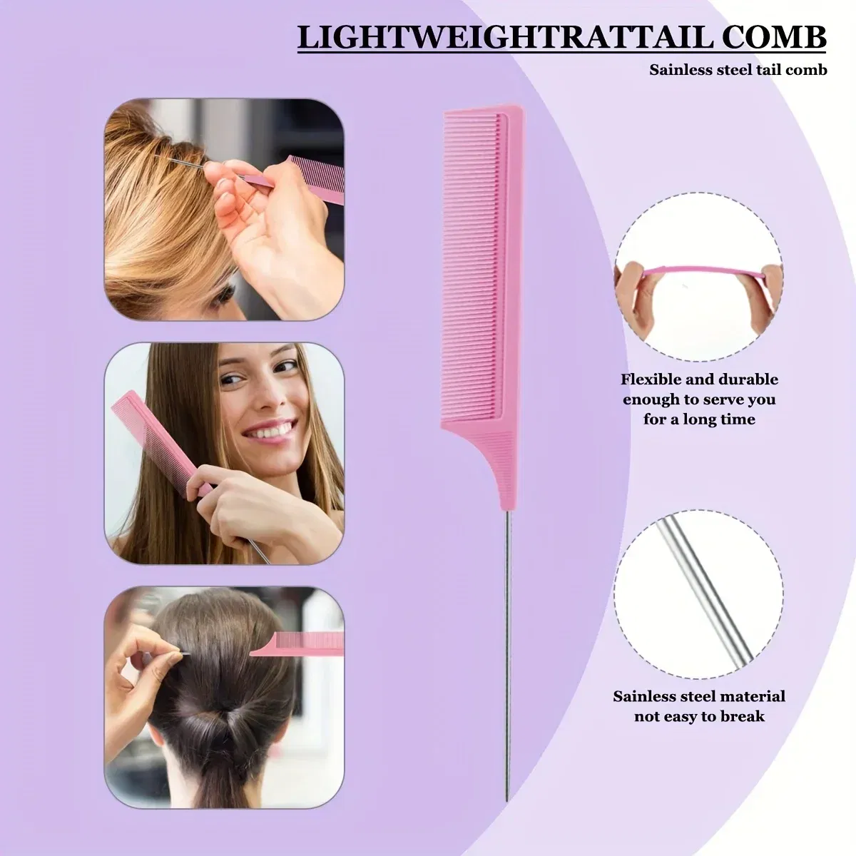 Color: Pink - 5-Piece Hair Styling Tools Set for Curly/Normal Hair Unisex Adult Unscented Hair Care Kit with Octopus Detangler Brush Comb