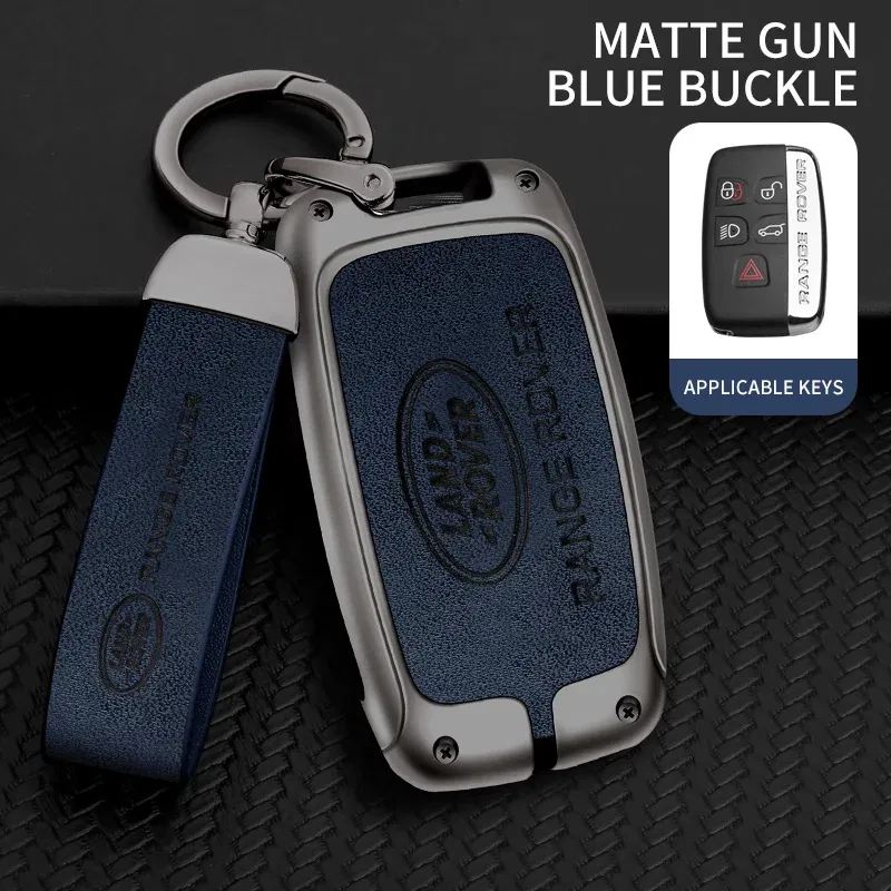 Color Name: GRAY - Car Zine Alloy Key Case For Land Rover Range Rover Discovery Evoque Velar Freelander Defender  Key Chain Shell Car Metal key Bag
