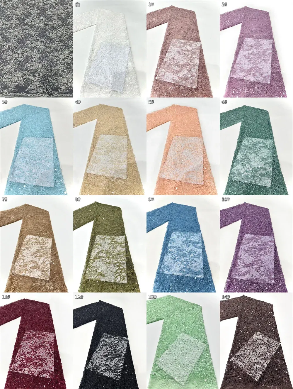 Color: GRAY, Width: 120cm, Length: 5 yards - Luxury French Mesh Beads Lace Fabric 2025 High Quality African Sequins Mesh Lace Fabrics For Nigerian Women Wedding Dress Sewing