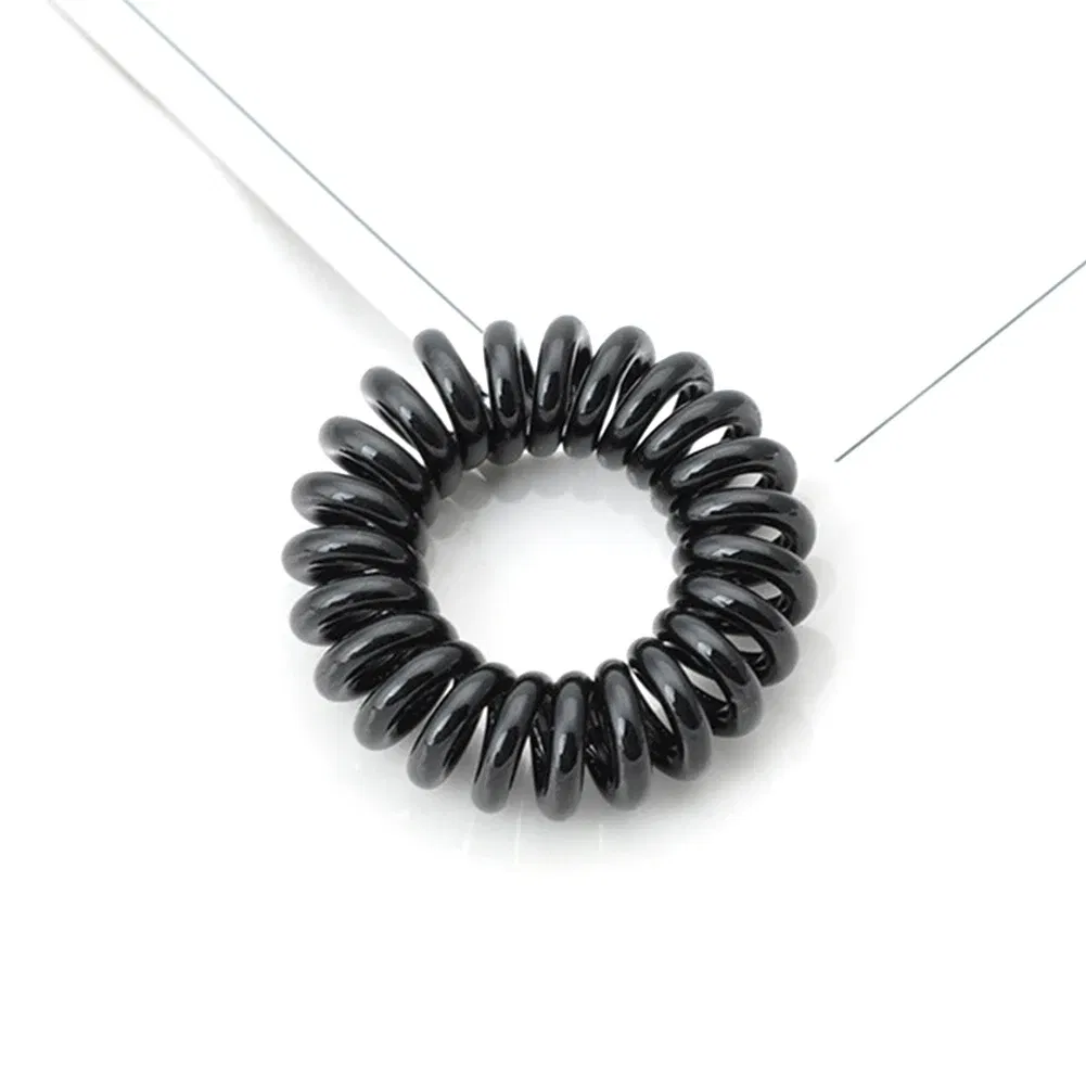 Color: black - High Elasticity Telephone Coil Hairbands Women Spiral Hair Ties Girl Hair Ring Rope Solid Color Hair Accessories Ponytail Holder