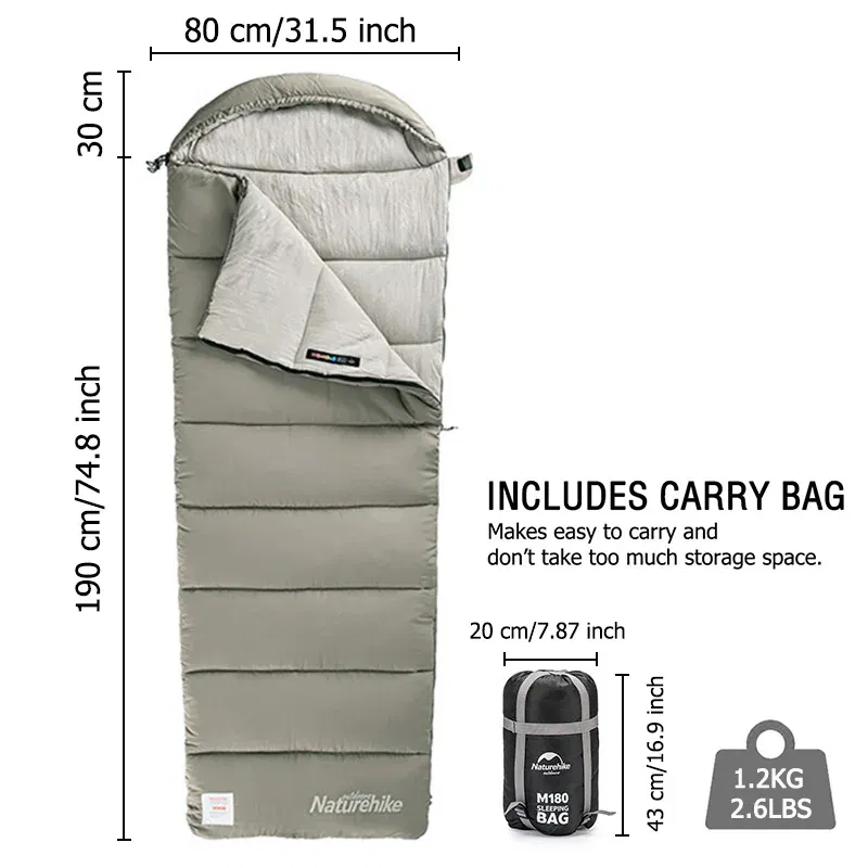 Color: Dark Grey, Ships From: CN - Naturehike Winter Sleeping Bag M400 Ultralight Envelope Sleeping Bag Cotton Spliced Sleeping Bag Washable Outdoor Camping
