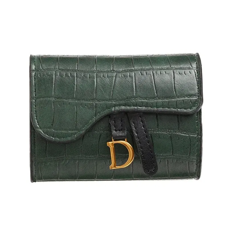 Color: green - Women Luxury Card Holder Short Walet MiniPU Letter Wallet Multi Card Card Holder SmalMulti Functiona Clutch Bag