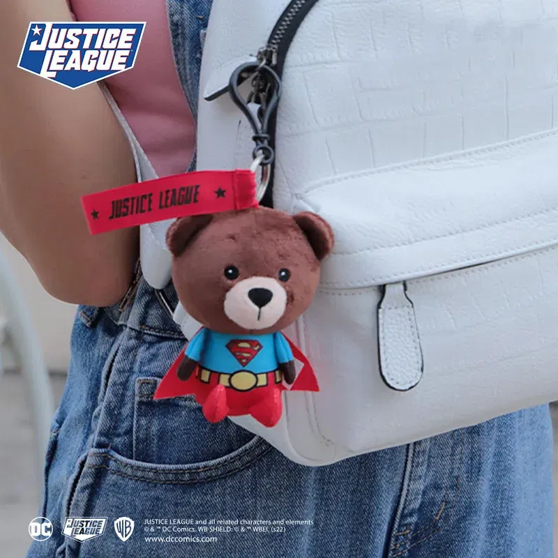 Color: CRIMSON - Genuine Justice League Batman Wonder Women Plush Co-branded Teddy Bear Doll Toy Cute Anime Movie Peluche Doll Birthday Gift