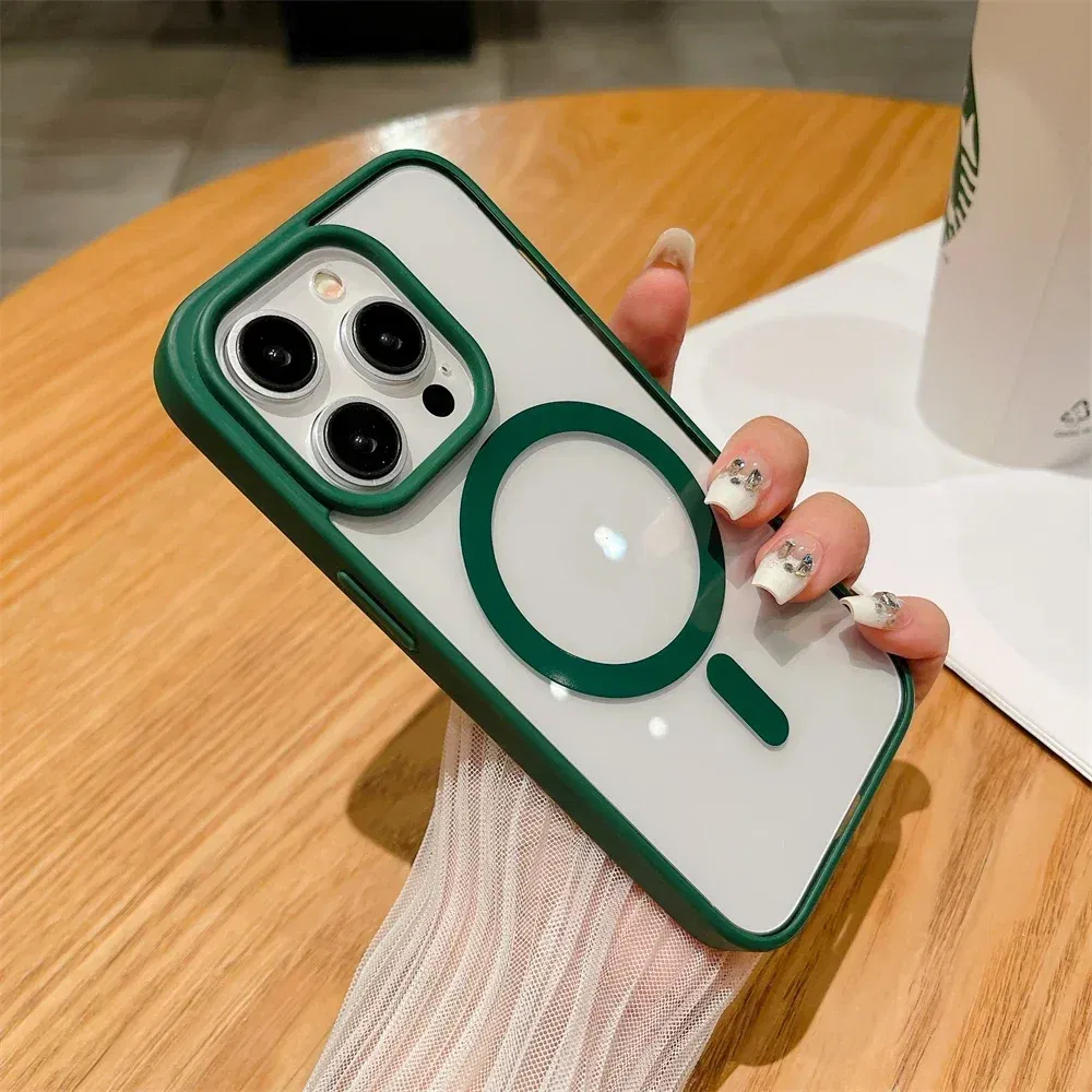 Color: SKY BLUE, Material: TPU - Luxury Shockproof Magsafe Wireless Charge Case for iPhone 17 Air 16 15 14 Plus 13 12 Mini 11 Pro Max Clear Magnetic Bumper Cover