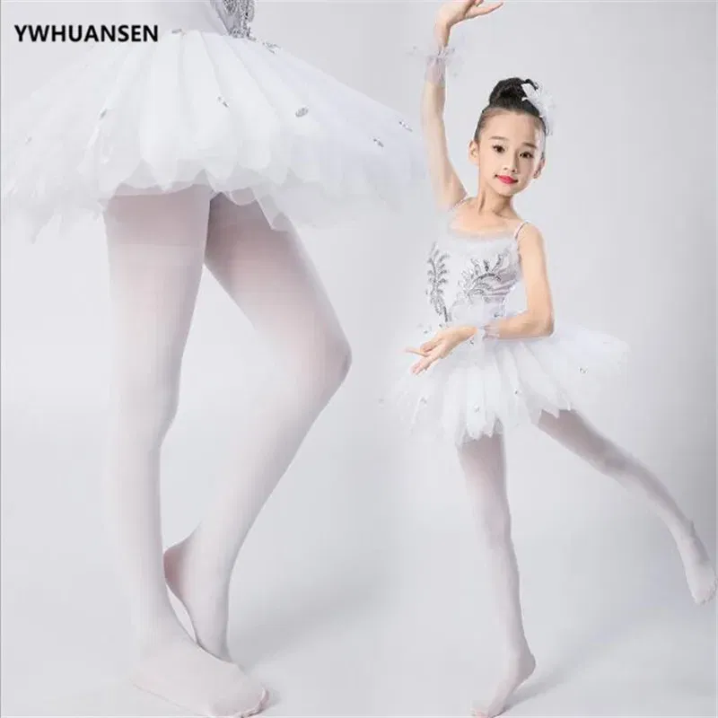 Color: Yellow, Size: M - 1/2/4/6/8 Pairs/lot Spring Summer Candy Kids Pantyhose Ballet Dance Tights for Girls Stocking Children Velvet Solid White