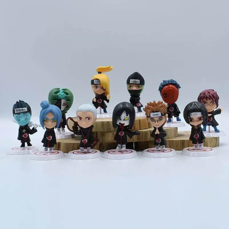 11 Pcs/Set Q Ver. Naruto Akatsuki Mini Figure Uchiha Itachi Madara Konan Hidan Figurine Anime Decoration Model Dolls Toys