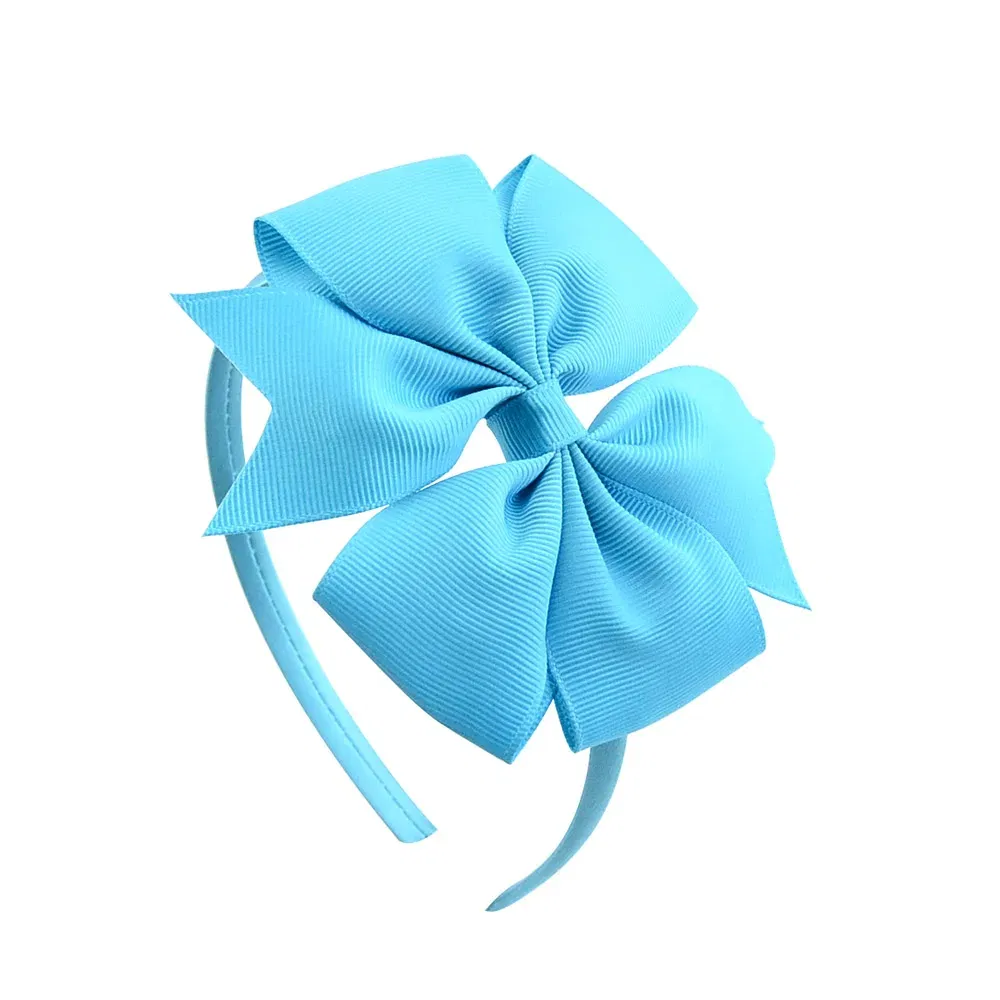 Color: Beige - 1 Piece Ribbon Handmade Hair Bows Hairbands for Baby Girls 20 Colors Cute Bowknot Solid Headband Headwear Baby Hair Accessories