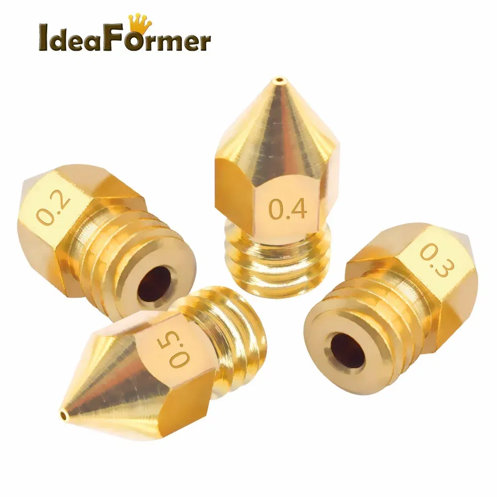Color: Black, Size: 1mm - 5/10pcs MK8 Brass Nozzle 1.75/3.0mm Filament Extruder Print Head Nozzle 0.2/0.3/0.4/0.5mm for CR10 CR10S Ender3 3D Printer Parts