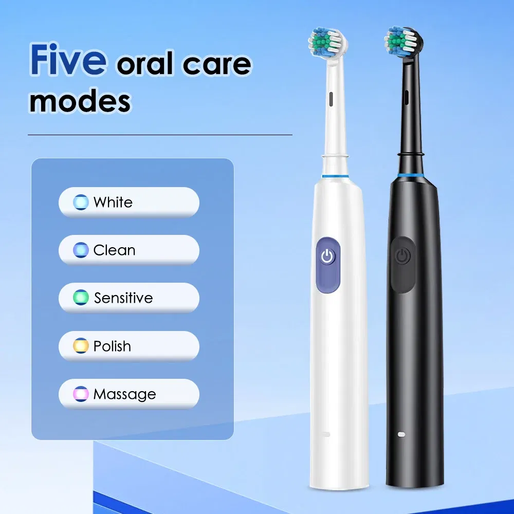 Color: MULTI - Electric Rotating Toothbrush 5 Modes Cleaning Teeth Brush Waterproof Rotary Electric Toothbrush With Timer with 8 Soft BrushHead