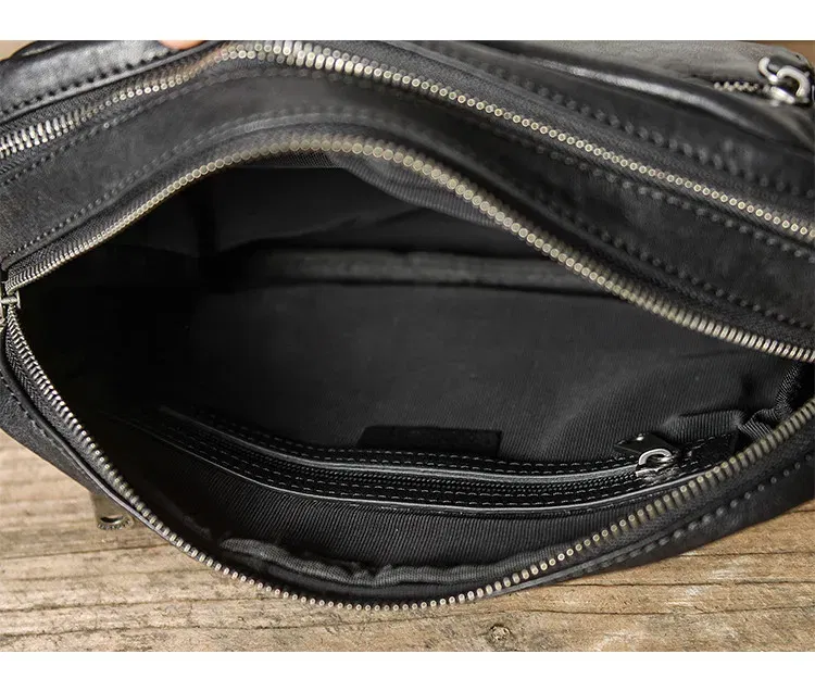 New Men's Leather Shoulder Bag Head Layer Cowhide Mini Casual Small Satchel Handmade Fashion Messenger Bags Black Yellow Cowhide