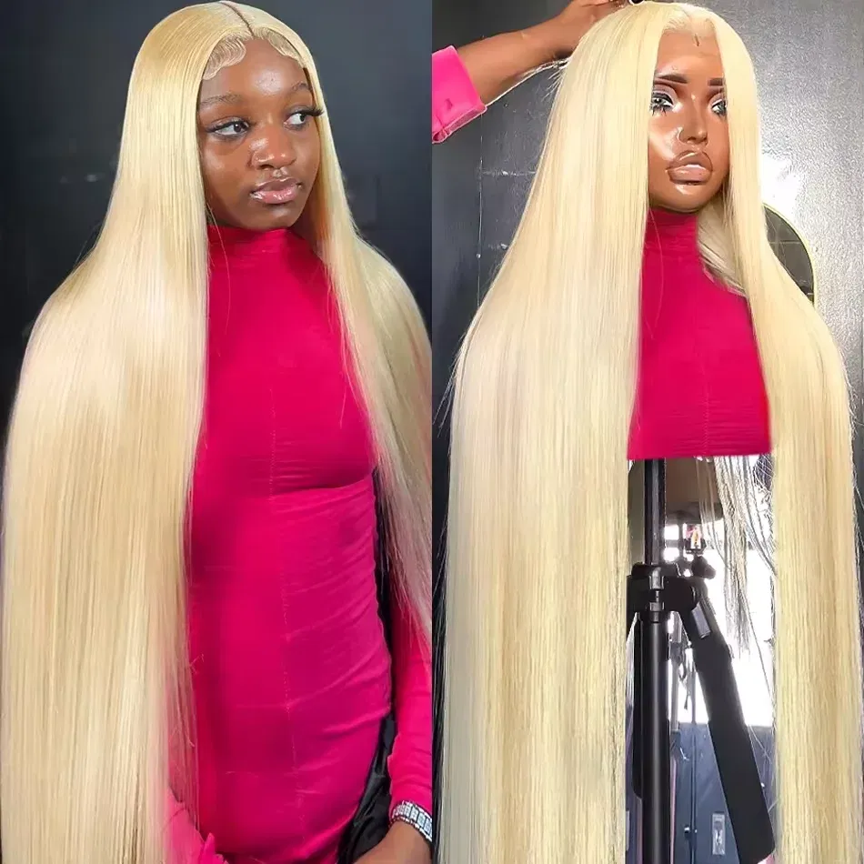 Color: #613, Stretched Length: 36inches, Density: 180%, Ships From: CHINA - 30 Inch Straight Blonde 613 Hd Lace Frontal Wig 13x6 Transparent Human Hair Wigs For Black Women 13x4 Lace Frontal Colored Wig