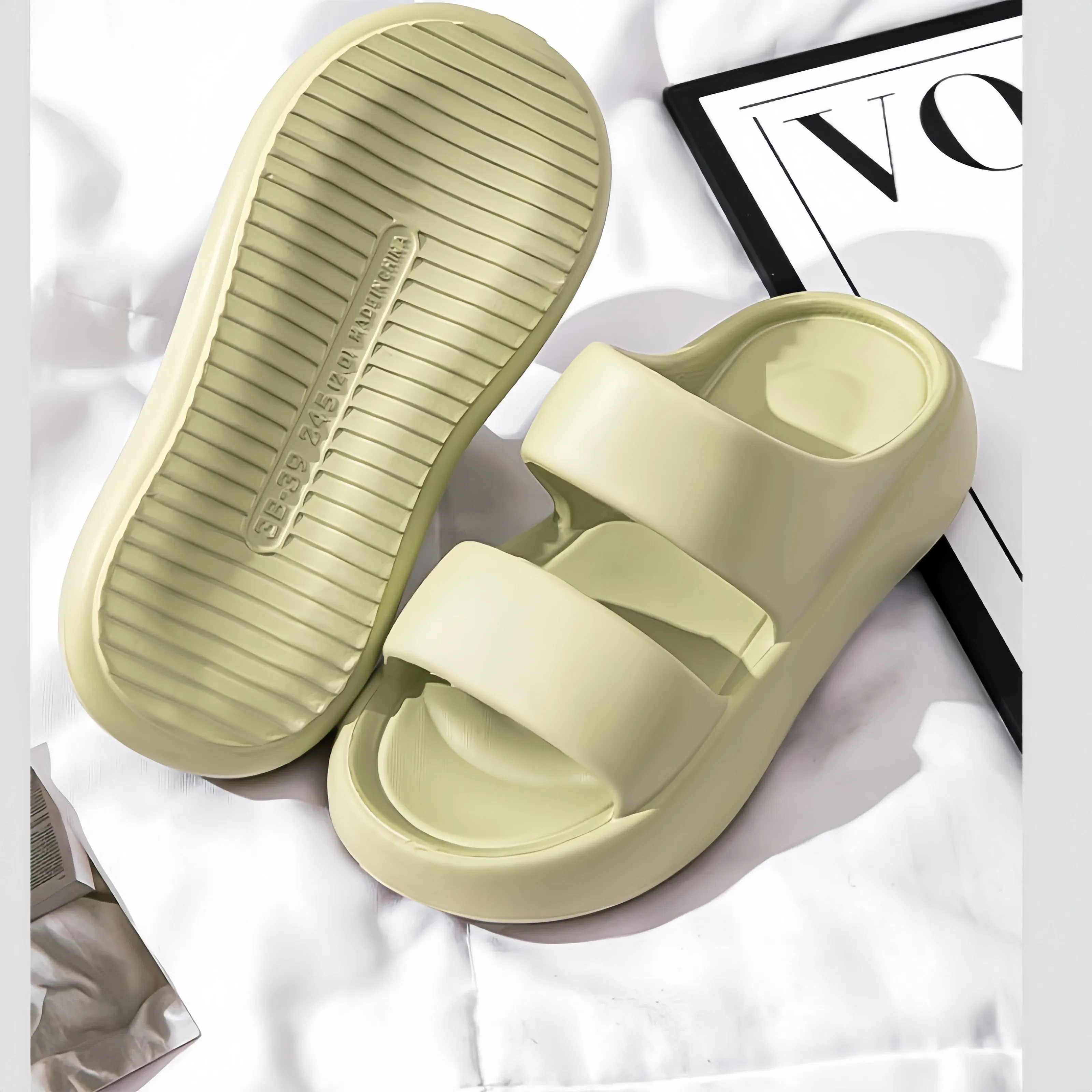 Color: green, Shoe Size: 38 - Summer Women EVA Slippers Men 2024 Bathroom Non-Slip Slides Girl Outdoor Beach Casual Sandals Couple Soft Thick Soled Flip Flops