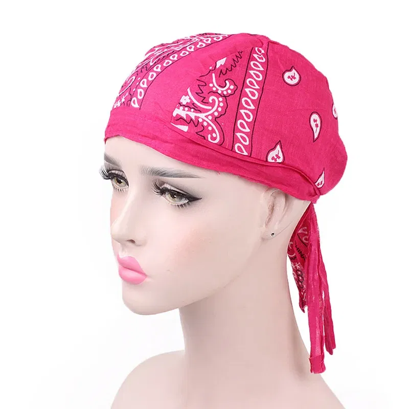 Color: Beige - Cotton Cycling Pirate Bandana Men Women Headwraps Bike Headband Headcloth Sweat Wicking Beanie Hip-hop Turban Head Scarf