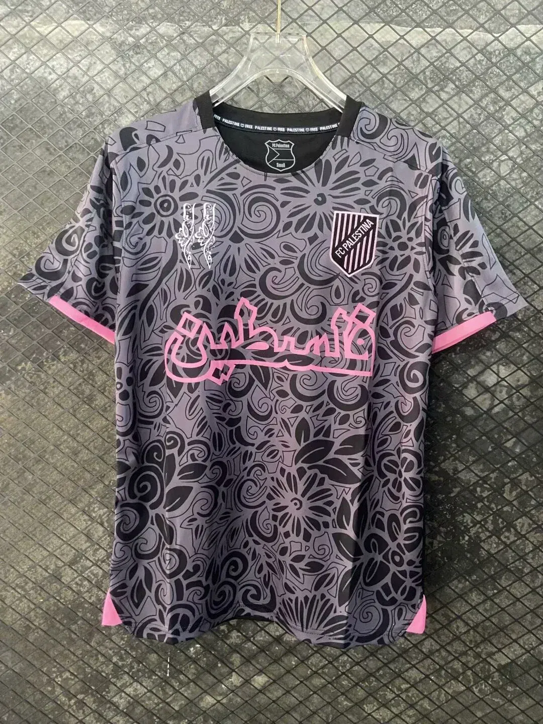 Color: black, Size: 34 - 3D printed Chilean Palestino jersey 2425, a rare pink football team shirt for men and women, quick-drying and breathable T-shirt