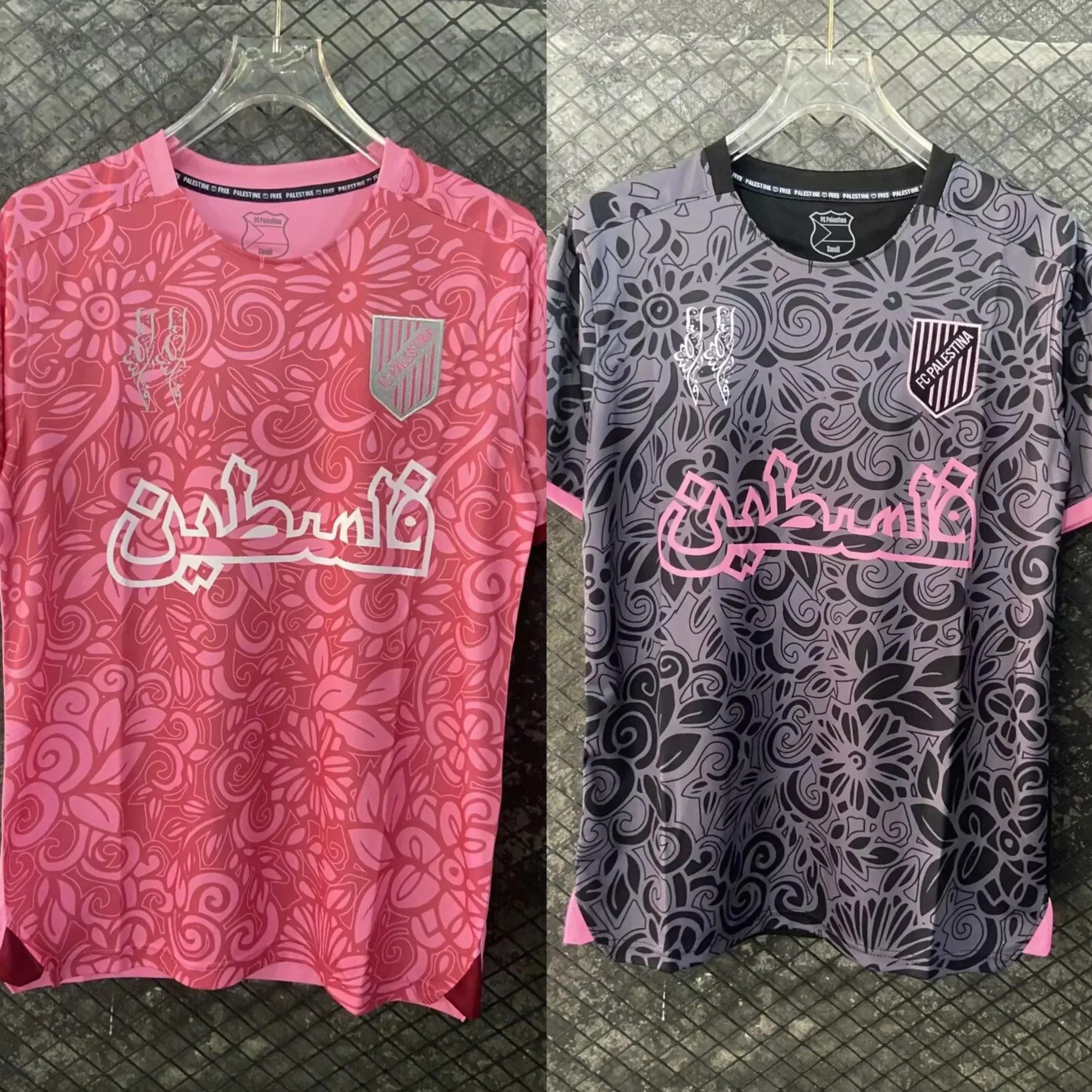 Color: black, Size: 34 - 3D printed Chilean Palestino jersey 2425, a rare pink football team shirt for men and women, quick-drying and breathable T-shirt