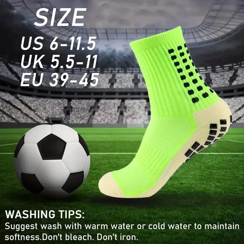 Color: WHITE - 3 Pairs Anti-slip Football Socks Men Women Sports Socks Thickened Breathable Comfortable Football Basketball Running Grip Socks