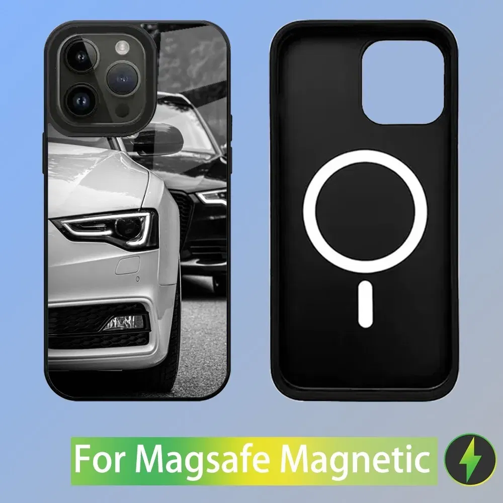 Color: black, Material: PE - R-S 6 7 sport car Phone Case For iPhone 16,15,14,13,12,11,Plus,Pro,Max Mini A-AudiS-S Magsafe Magnetic Wireless Charging
