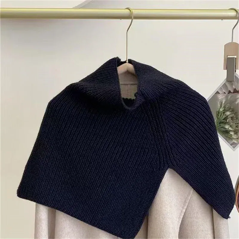 Color: SKY BLUE, Size: One Size - Pullover Scarf Knitted Shawl Winter Scarf False Collar Coat Bib Warm Scarf Turtleneck Slit Jumper Shawl Clothes Accessories