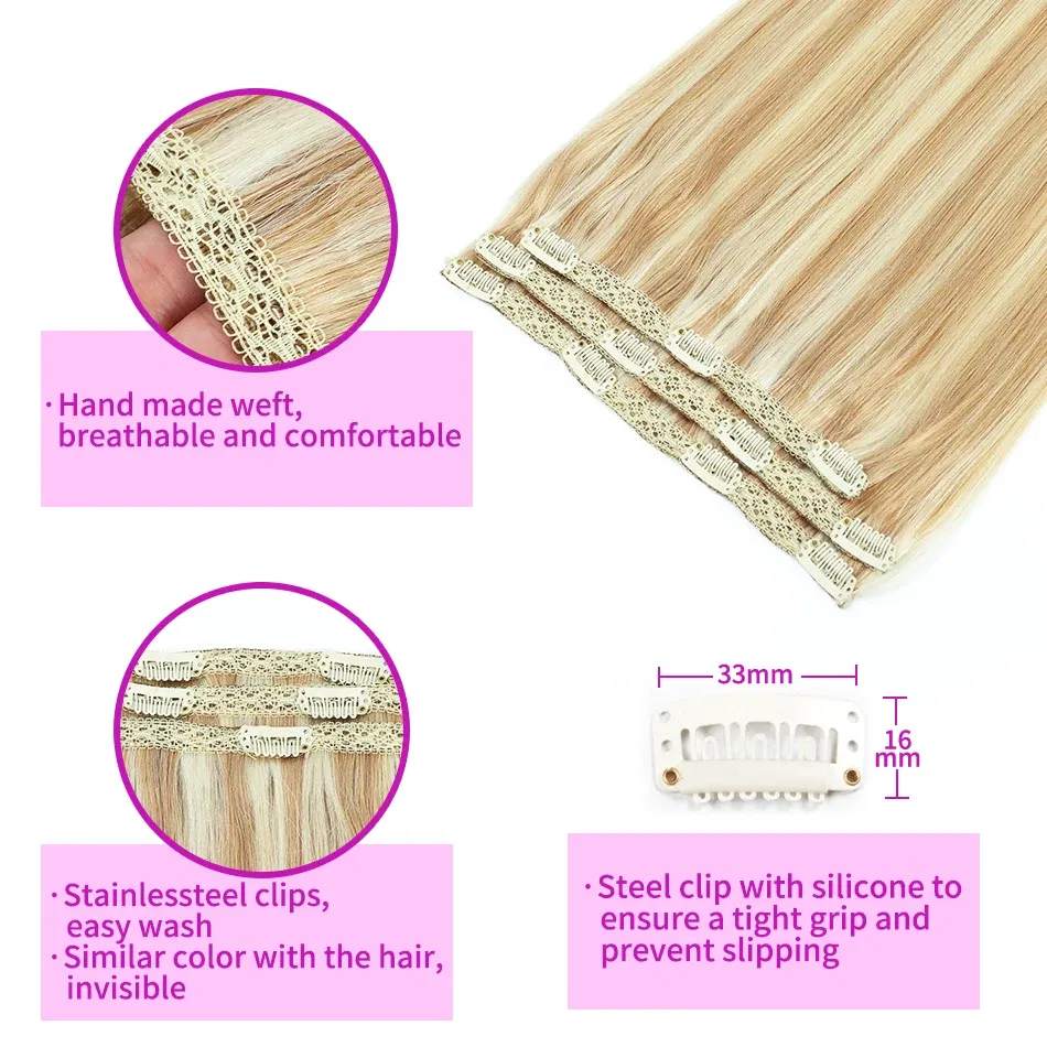 Color: #30, Length: 16inches - SOVO Clip In Hair Extensions Human Hair 3 Pieces Bone Straight Clip Ins Hair Extension 60-90G Real Natural European Hair 12-26"