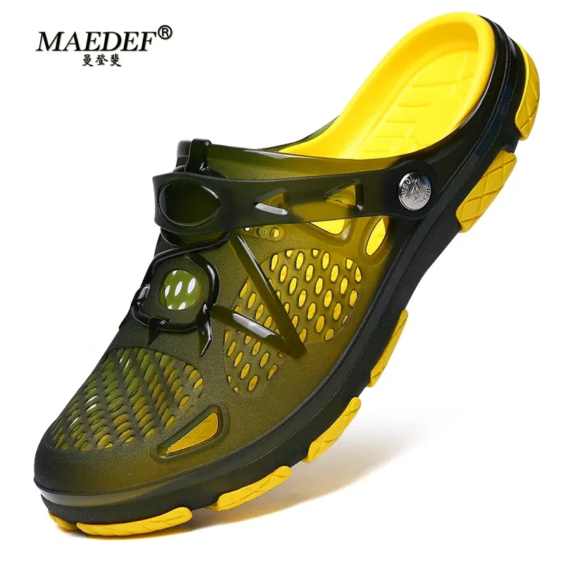 Color: Blue, Shoe Size: 39 - MAEDEF Fashion Men Slippers Summer Waterproof Beach Slippers Hot Sale Casual House Bathroom Slides Non Slip Outdoor Men's Shoes