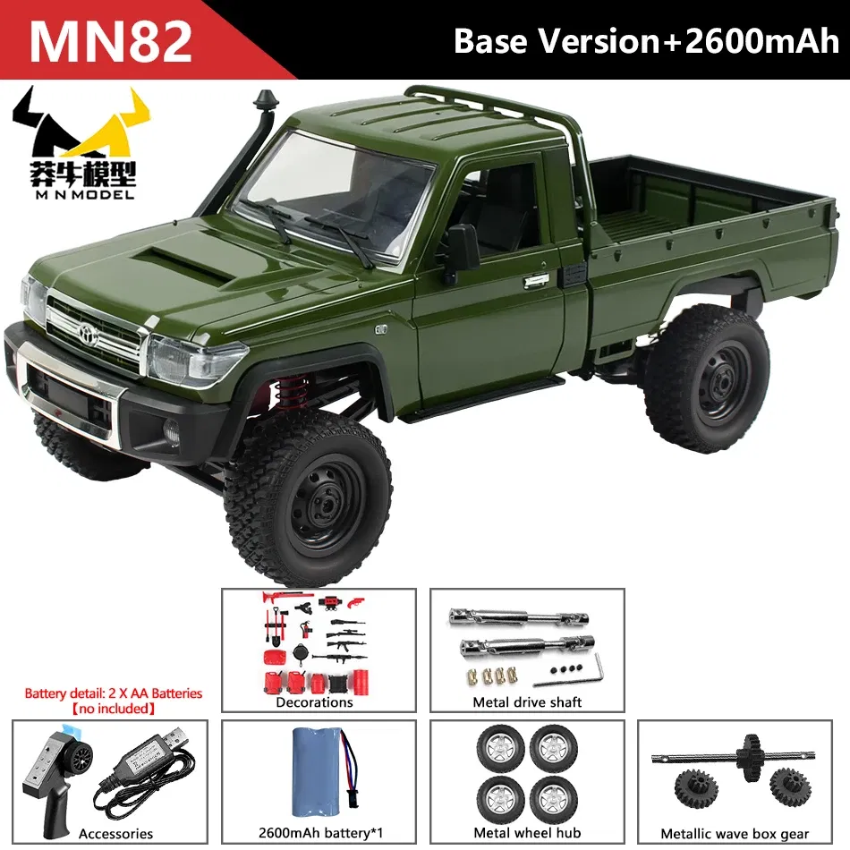 Color: Light Grey - MN MODEL 1/12 4x4 2.4G Remote Control Climbing Car Professional LC79 Truck Off-road Vehicle Rock Crawler All Terrain Pickup Toy