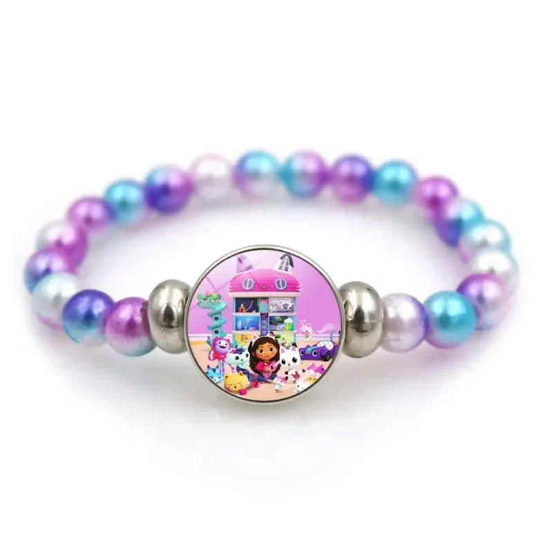 Color: Red, Size: 40cm - Gabby Dollhouse Bracelet Fashion Beaded Wristband Cartoon Anime Jewelry Accessories Kids Girls Boys Birthday Baby Shower Gift