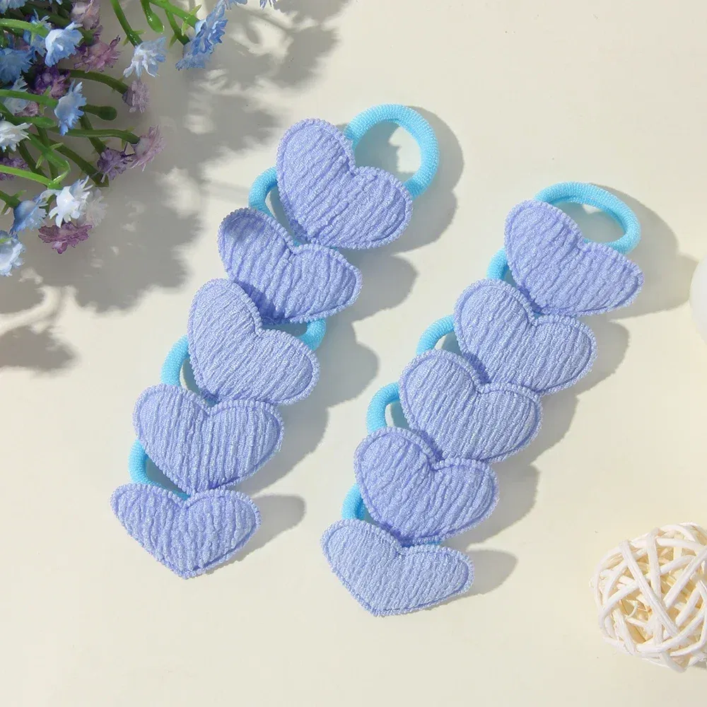 Color: WHITE - 10/30Pcs Children Hairbands No Harm Hair Cartoon Towel Rope Ponytail Holder Kids Mini Rubber Band Headwear Girls Halloween Gift