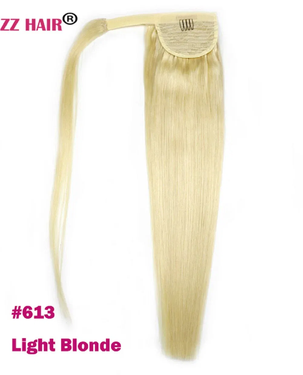 Color: #613, Life Span: 6 Months With Proper Care, Stretched Length: 20inches, Longest Hair Proportion: 35%-45% - ZZHAIR 100% Human Hair Extensions 16"-28" Machine Made Remy Magic Wrap Around Ponytail 60g-120g Clip In Horsetail Stragiht