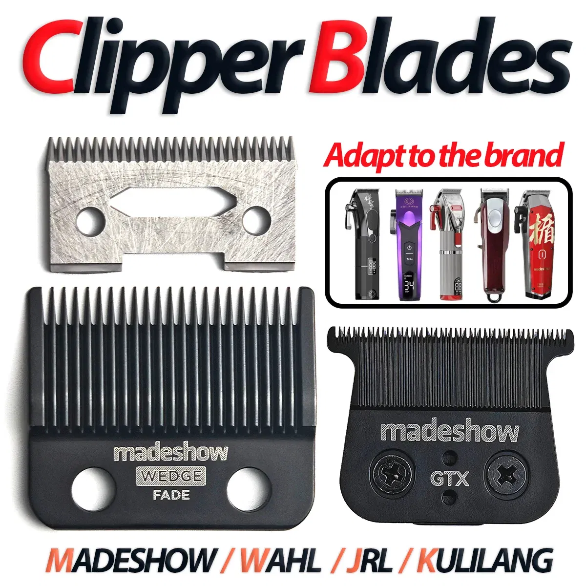 Color: Yellow - Madeshow KULILANG M5F M10 R66 R77F Original Ultra Thin Fade Blade Hair Clipper Wedge Cutter Head Trimmer Replacement Accessory