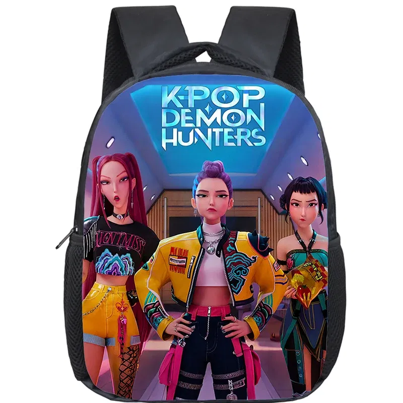 Color: Ivory - KPop Demon Hunters School Bags 12inch Lightweight Children Backpack Girls Boys Orthopedic Kids Book Bags Back To School Mochilas