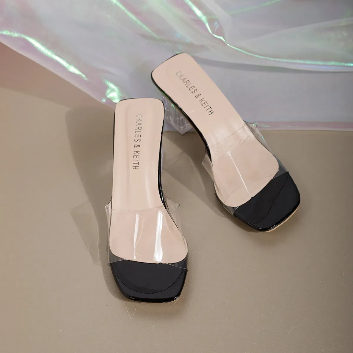 Color: Beige, Shoe Size: 38 - Fashionable and Elegant Women's High-heeled Sandals with Thick Heels and Square Heads,  New Transparent Casual Versatile Sandals