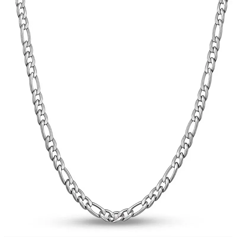 Gem Color: Green, Length: 45cm - 925 Sterling Silver 40-75cm Figaro Chain Necklace Men Women Fashion Simple Chain Wedding Christmas Gift Jewelry Accessories