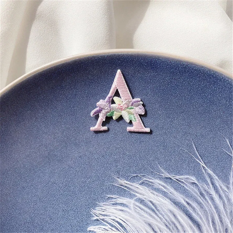 Color: Green - 1 Piece Fashion Cute Letters Patch for Clothing Applique Jeans DIY Accessories Iron on Fabric Stickers