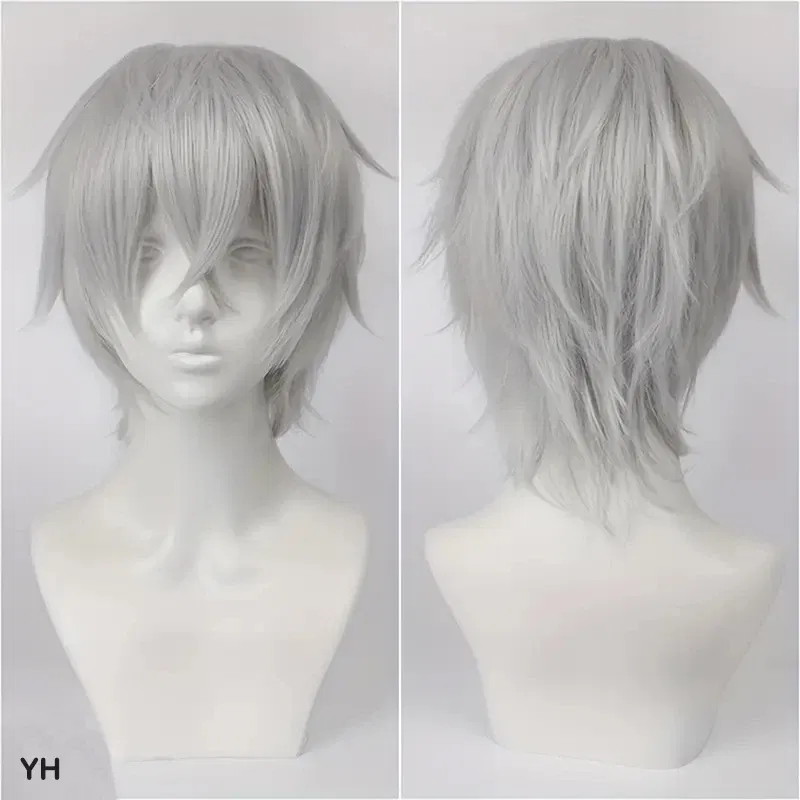 Color: Yellow, Stretched Length: 12inches - Unisex Short Bob Cosplay Wig with Bangs | Blonde Purple Gray Color | Halloween Party Lolita Costume Wig