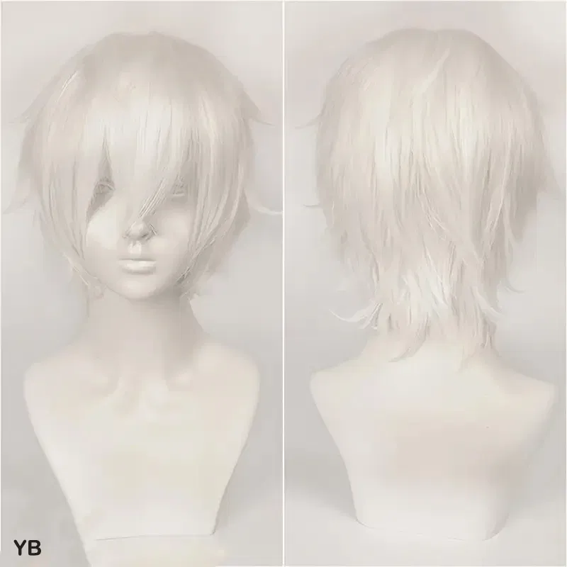 Color: Yellow, Stretched Length: 12inches - Unisex Short Bob Cosplay Wig with Bangs | Blonde Purple Gray Color | Halloween Party Lolita Costume Wig