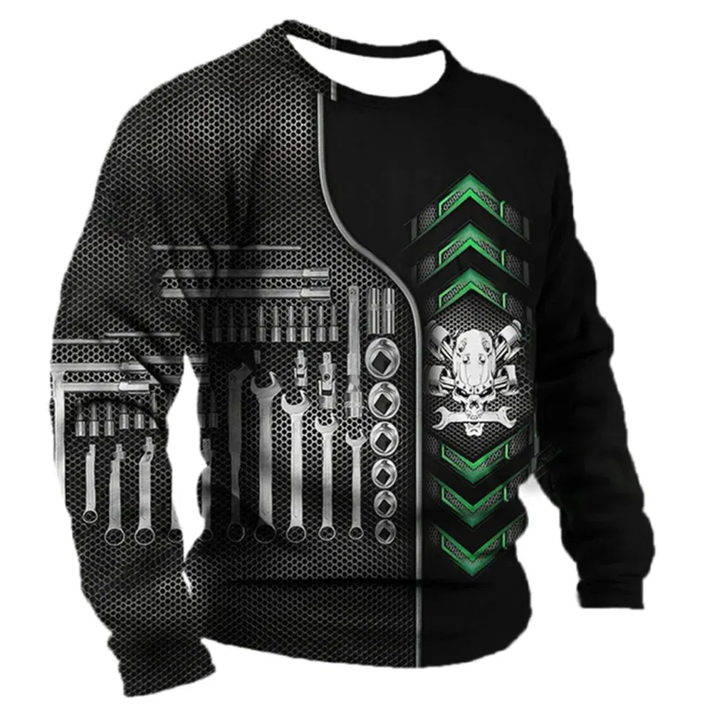 Color: PURPLE, Size: XL - Men's T -shirt Retro T -shirt Summer clothing personalized name Mechanic mechanic 3D printing 5xl sports shirt long -sleeved