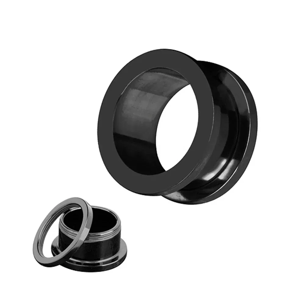 Metal color: Rhodium Plated, Main Stone Color: Yellow - 2PCS Multi Color Steel Screw Fit Tunnel Ear Plug Stretcher Gauge 3-25mm Ear Lobe Tunnel Expander