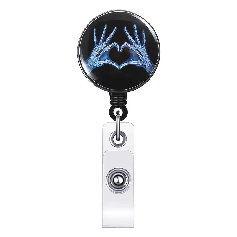 Color: Rose Red - X-Ray Badge Reel Retractable Radiology Badge Reel Holder Ct Rays Nurse Doctor Student Card Reel Clip Office Supply Recoil Badge