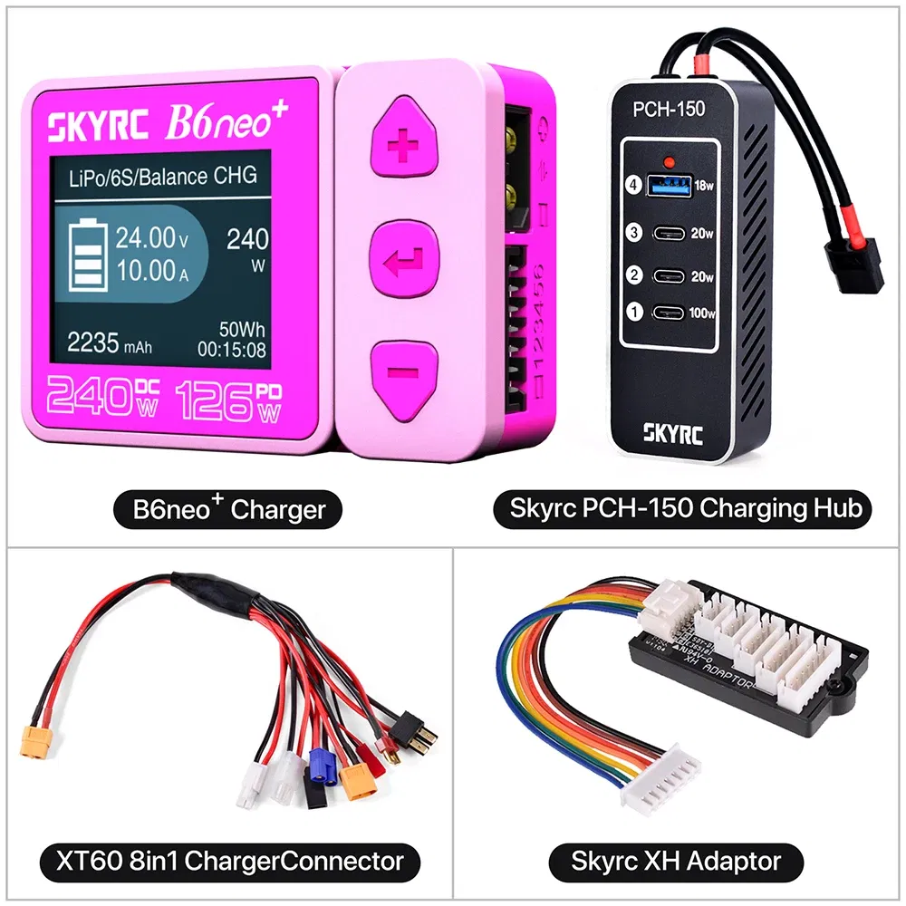 Color: Navy Blue - ?‹SKYRC B6neo+ Smart Charger High Power DC240W PD126W Multilanguage Balance Charger 600mA XT60/Type-C Compact Charger Discharger