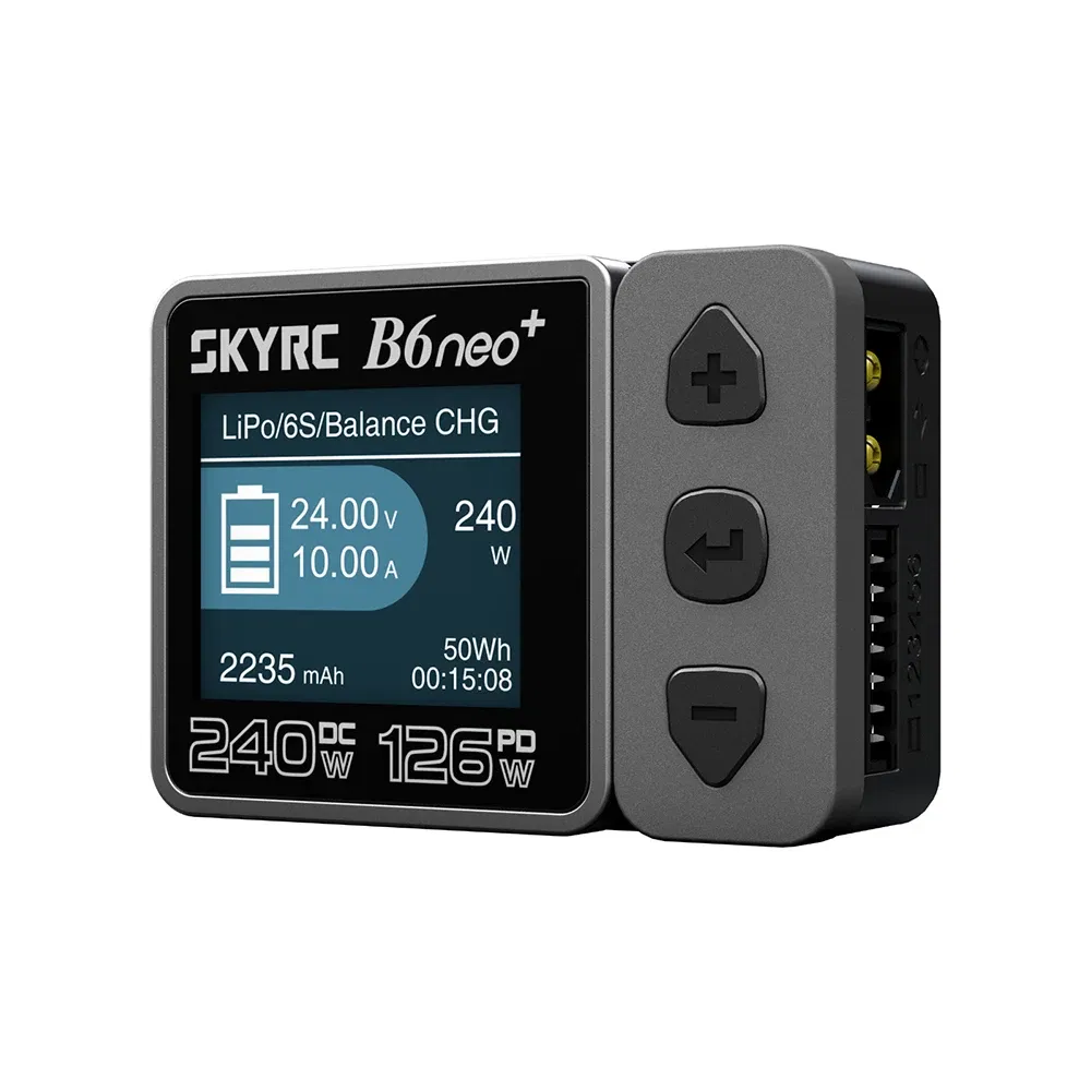SKYRC B6neo+ Smart Charger High Power DC240W PD126W Multilanguage Balance Charger 600mA XT60/Type-C Compact Charger Discharger