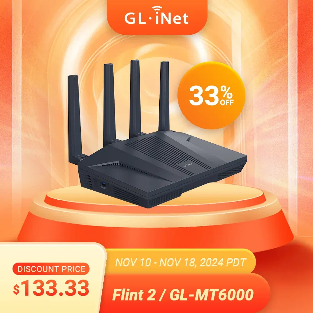 Color: black, Ships From: CHINA - Top Flint 2 GL-MT6000 home and office router, 8-Stream Wi-Fi 6 technology,OpenWrt,2.5G Ethernet ports,Parental control
